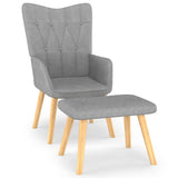 NNEVL Relaxing Chair with a Stool Light Grey Fabric