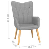 NNEVL Relaxing Chair with a Stool Light Grey Fabric