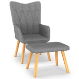 NNEVL Relaxing Chair with a Stool Dark Grey Fabric
