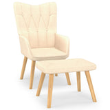 NNEVL Relaxing Chair with a Stool Cream Fabric