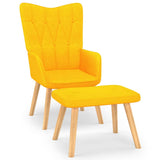 NNEVL Relaxing Chair with a Stool Mustard Yellow Fabric