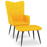 NNEVL Relaxing Chair with a Stool Mustard Yellow Fabric