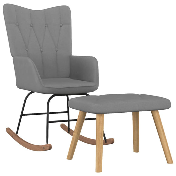 NNEVL Rocking Chair with a Stool Dark Grey Fabric
