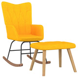 NNEVL Rocking Chair with a Stool Mustard Yellow Fabric