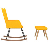 NNEVL Rocking Chair with a Stool Mustard Yellow Fabric