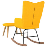 NNEVL Rocking Chair with a Stool Mustard Yellow Fabric