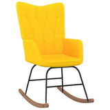 NNEVL Rocking Chair with a Stool Mustard Yellow Fabric