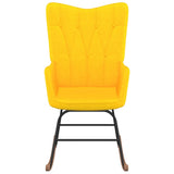 NNEVL Rocking Chair with a Stool Mustard Yellow Fabric