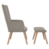NNEVL Relaxing Chair with a Stool Light Grey Velvet