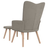 NNEVL Relaxing Chair with a Stool Light Grey Velvet