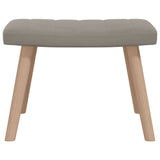 NNEVL Relaxing Chair with a Stool Light Grey Velvet