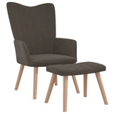 NNEVL Relaxing Chair with a Stool Dark Grey Velvet