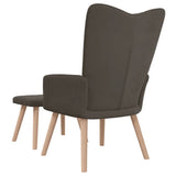 NNEVL Relaxing Chair with a Stool Dark Grey Velvet