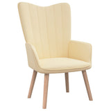 NNEVL Relaxing Chair with a Stool Cream White Velvet
