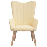 NNEVL Relaxing Chair with a Stool Cream White Velvet