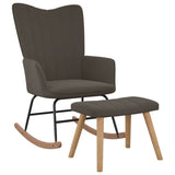 NNEVL Rocking Chair with a Stool Dark Grey Velvet