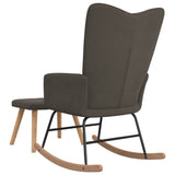 NNEVL Rocking Chair with a Stool Dark Grey Velvet