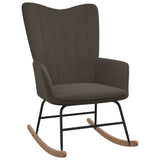 NNEVL Rocking Chair with a Stool Dark Grey Velvet
