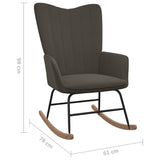 NNEVL Rocking Chair with a Stool Dark Grey Velvet