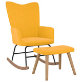 NNEVL Rocking Chair with a Stool Mustard Yellow Velvet