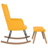 NNEVL Rocking Chair with a Stool Mustard Yellow Velvet