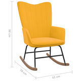 NNEVL Rocking Chair with a Stool Mustard Yellow Velvet