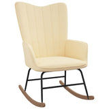 NNEVL Rocking Chair with a Stool Cream White Velvet