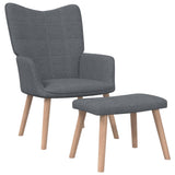 NNEVL Relaxing Chair with a Stool Dark Grey Fabric