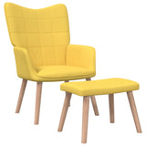 NNEVL Relaxing Chair with a Stool Mustard Yellow Fabric