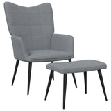 NNEVL Relaxing Chair with a Stool Light Grey Fabric