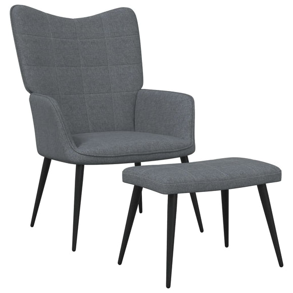NNEVL Relaxing Chair with a Stool Dark Grey Fabric