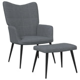 NNEVL Relaxing Chair with a Stool Dark Grey Fabric