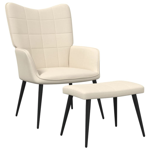 NNEVL Relaxing Chair with a Stool Cream Fabric