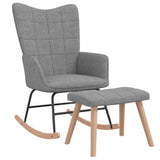 NNEVL Rocking Chair with a Stool Light Grey Fabric