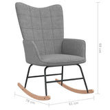 NNEVL Rocking Chair with a Stool Light Grey Fabric