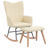 NNEVL Rocking Chair with a Stool Cream Fabric