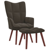 NNEVL Relaxing Chair with a Stool Dark Grey Velvet
