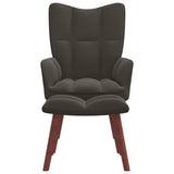 NNEVL Relaxing Chair with a Stool Dark Grey Velvet