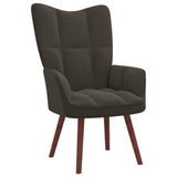 NNEVL Relaxing Chair with a Stool Dark Grey Velvet