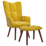 NNEVL Relaxing Chair with a Stool Mustard Yellow Velvet