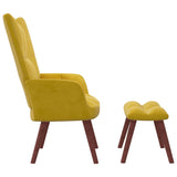 NNEVL Relaxing Chair with a Stool Mustard Yellow Velvet
