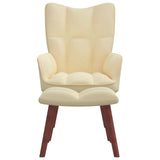 NNEVL Relaxing Chair with a Stool Cream White Velvet