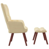 NNEVL Relaxing Chair with a Stool Cream White Velvet