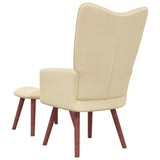NNEVL Relaxing Chair with a Stool Cream White Velvet