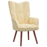 NNEVL Relaxing Chair with a Stool Cream White Velvet