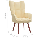 NNEVL Relaxing Chair with a Stool Cream White Velvet