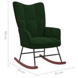 NNEVL Rocking Chair Dark Green Velvet