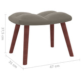 NNEVL Rocking Chair with a Stool Light Grey Velvet