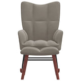 NNEVL Rocking Chair with a Stool Light Grey Velvet