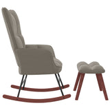 NNEVL Rocking Chair with a Stool Light Grey Velvet